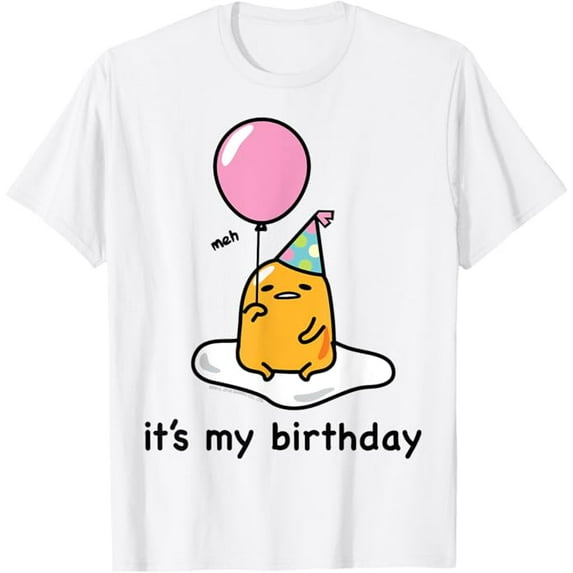 Sanrio Gudetama "It's My Birthday" Meh T-Shirt for Men Women Teenager, White Color, Size XL