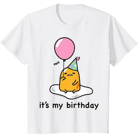 Sanrio Gudetama "It's My Birthday" Meh Youth T-Shirt for Boy Girl Kids Toddler, White Color, Size YS