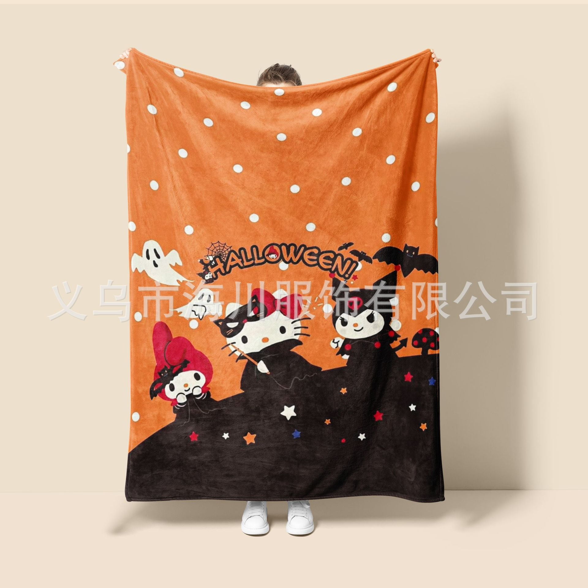 Sanrio Halloween Ghost Hello Kitty Kuromi Plush Cartoon Large Flannel ...