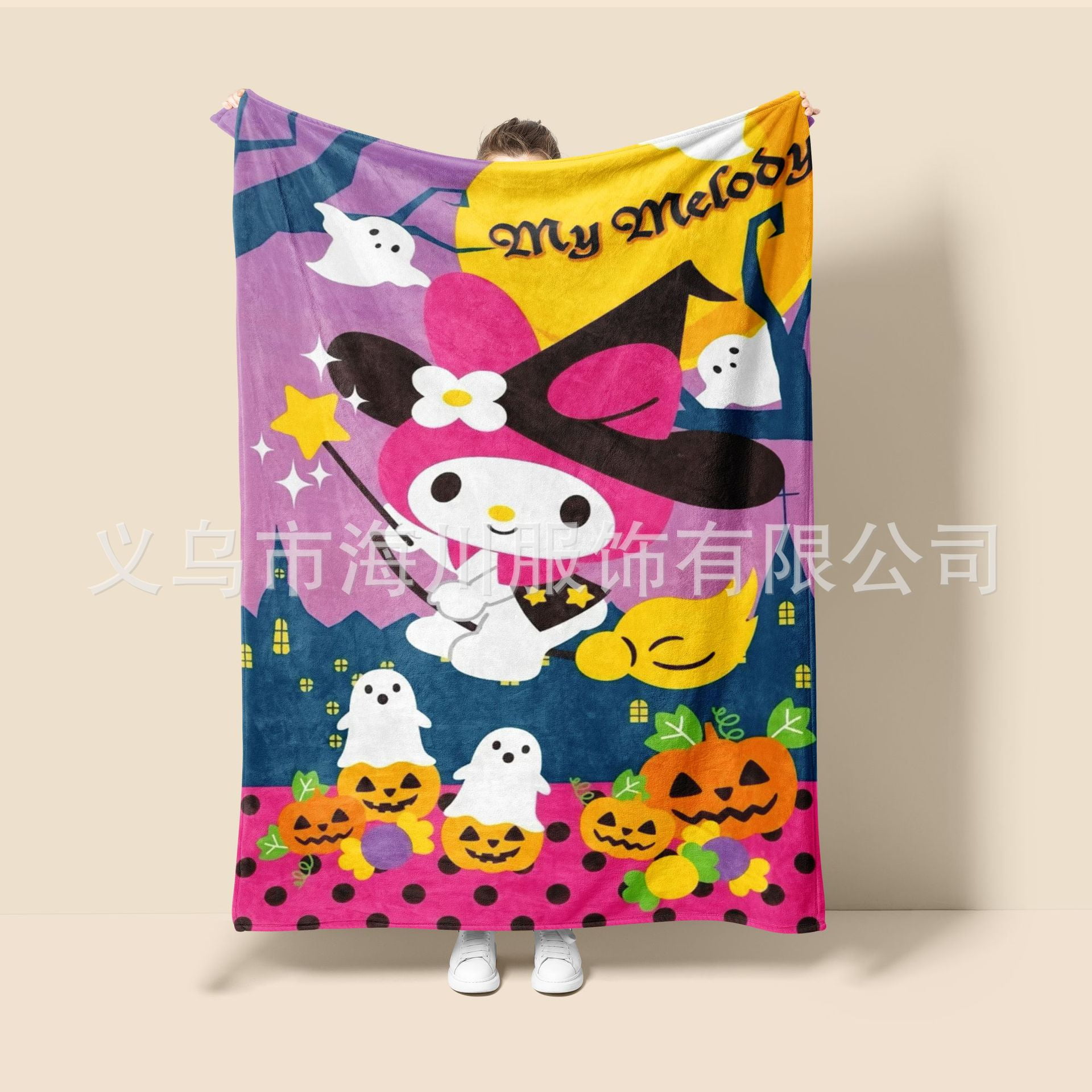 Sanrio Halloween Ghost Hello Kitty Kuromi Plush Cartoon Large Flannel ...
