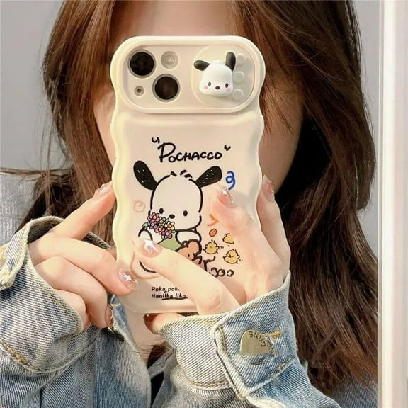 Sanrio Harper Dog Cinnamoroll Push-pull Lens Phone Case For iPhone 14 13 12 11 Pro Max XS XR 7 8 Plus Shockproof Cover Y2k Girl