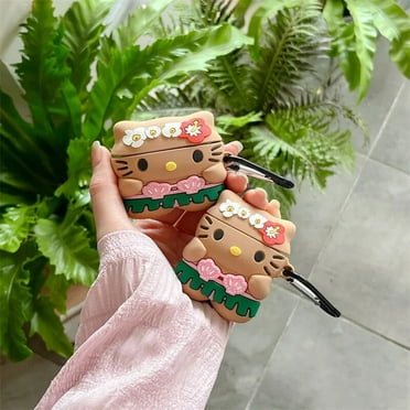 Sanrio Hawaiian Dark Skin Hello Kitty Melody Earphone Case Wireless Earphone Cover Airpods 1 2 3 Pro 2 Silicone Case