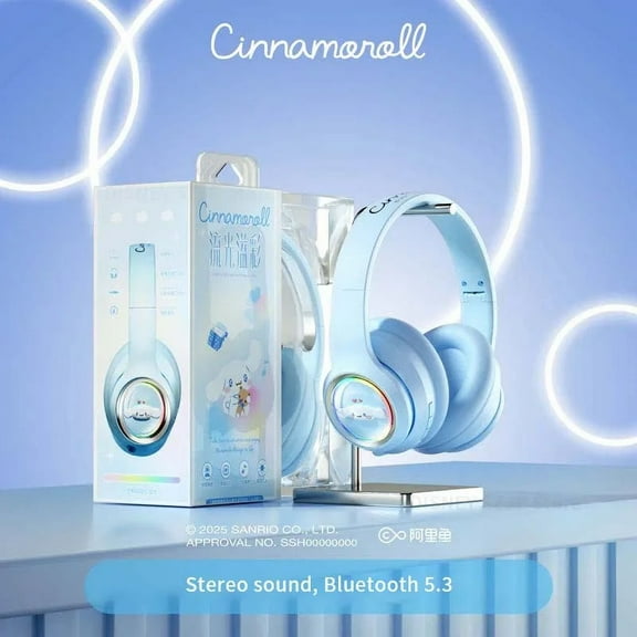 Sanrio Headphones Kuromi Wireless Headsets Earphones Bluetooth Stereo Sound Noise Reduction Earbuds Anime Cartoon Gifts EM-699
