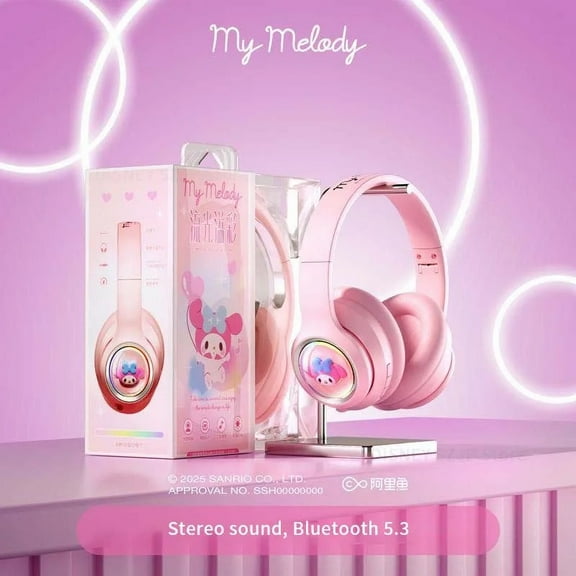 Sanrio Headphones Kuromi Wireless Headsets Earphones Bluetooth Stereo Sound Noise Reduction Earbuds Anime Cartoon Gifts EM-699