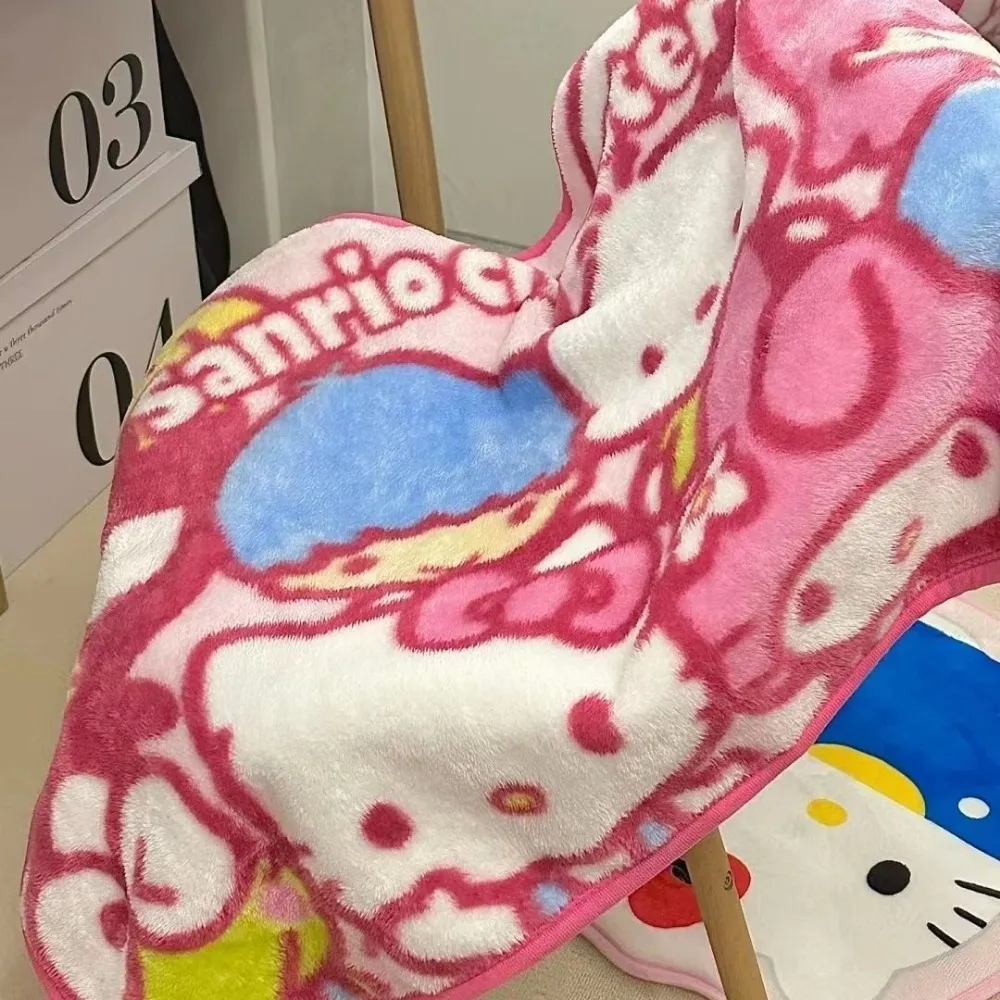 Sanrio Hello Kitt Blanket My Melody Cinnamoroll Cartoon Print Flannel