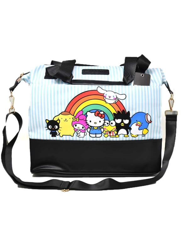 Hello Kitty 13" Weekender Bag with Blue & White stripes for Travel, School, Sports, Overnight stays, or Vacation