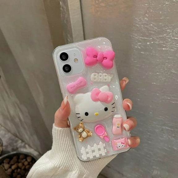 Sanrio Hello Kitty 3D Doll Phone Case For Iphone 15 11 12 13 14 Mini Pro Max X Xs Xr 7 8 Plus SE 2020 Girl Gift Shockproof Cover