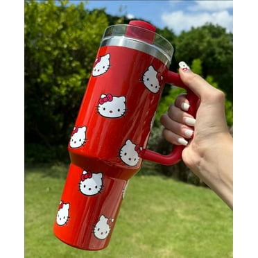 Sanrio Hello Kitty 40Oz Travel Tumbler Stainless Steel Vacuum Insulated Tumbler with Handle Straw Mugs VehicleThermos Coffee Mug