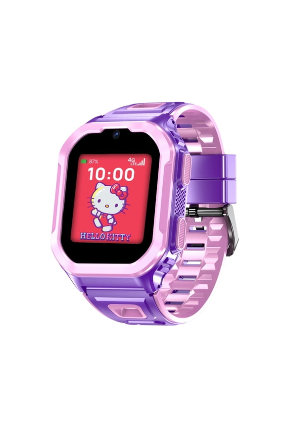 Hello Kitty 4G Kid's Smart Watch with Calling, Messaging, GPS Tracking, & Secure Monitoring, No SIM Card, Purple