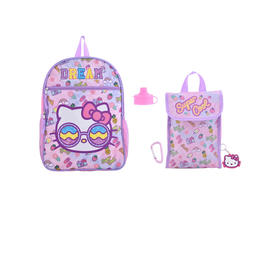 Sanrio Hello Kitty 5 pcs Set Backpack With Lunch Bag -Pink