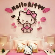 Sanrio Hello Kitty Acrylic 3D Stereo Wall Stickers cartoon girl Bedroom Room Bedside cute Decoration Stickers