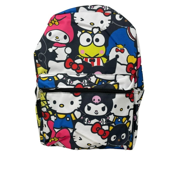 Sanrio Hello Kitty Allover Backpack 16" Melody Kuromi Keroppi Carry All Large Travel Bag