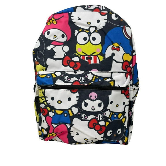 Sanrio Hello Kitty Allover Backpack 16" Melody Kuromi Keroppi Carry All Large Travel Bag