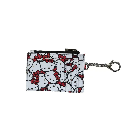 Sanrio Hello Kitty Allover Print White Cardholder With Keychain