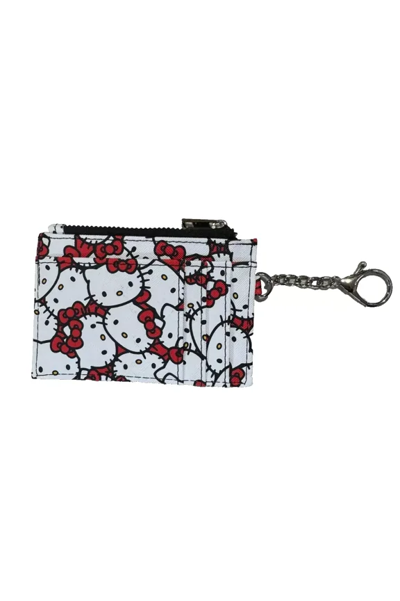 Sanrio Hello Kitty Allover Print White Cardholder With Keychain