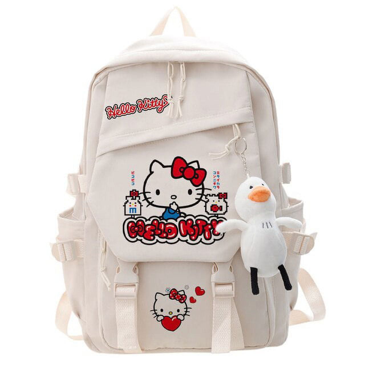 Sanrio Hello Kitty Backpacks Student Cartoon School Bag Korean Style Kawaii Shoulder Bags Y2k Girls Casual Backpack With Pendant