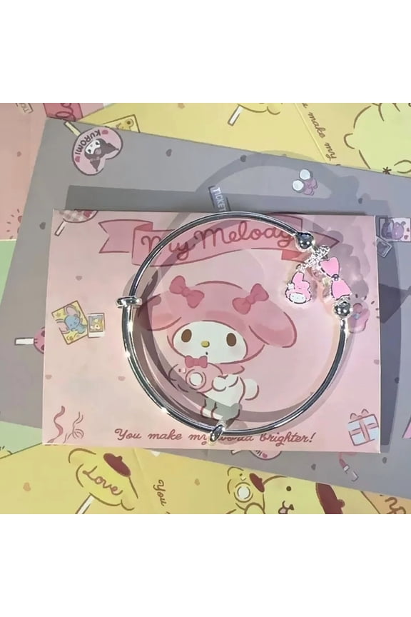 Sanrio Hello Kitty Bangle Bracelet Kuromi Cinnamoroll Melody Pendant Cute Bracelet