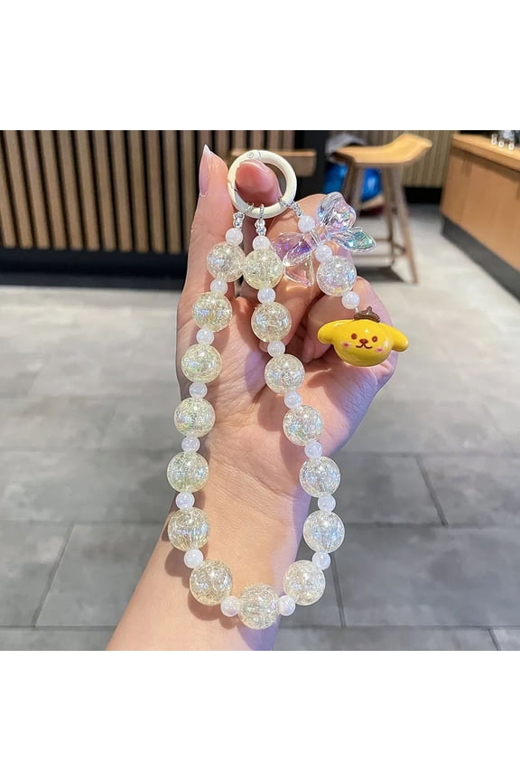 Sanrio Hello Kitty Beading Keychain Cute Anime Cartoon Kuromi Fashion IPhone Decoration Jewelry Bracelet Girl&Child Holiday Gift