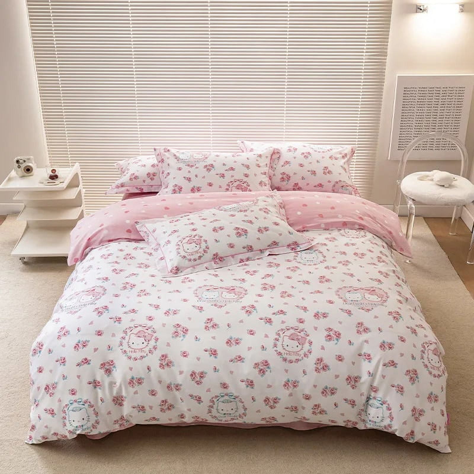 Sanrio Hello Kitty Bedding Set 100%cotton Duvet Cover Bed Sheet ...