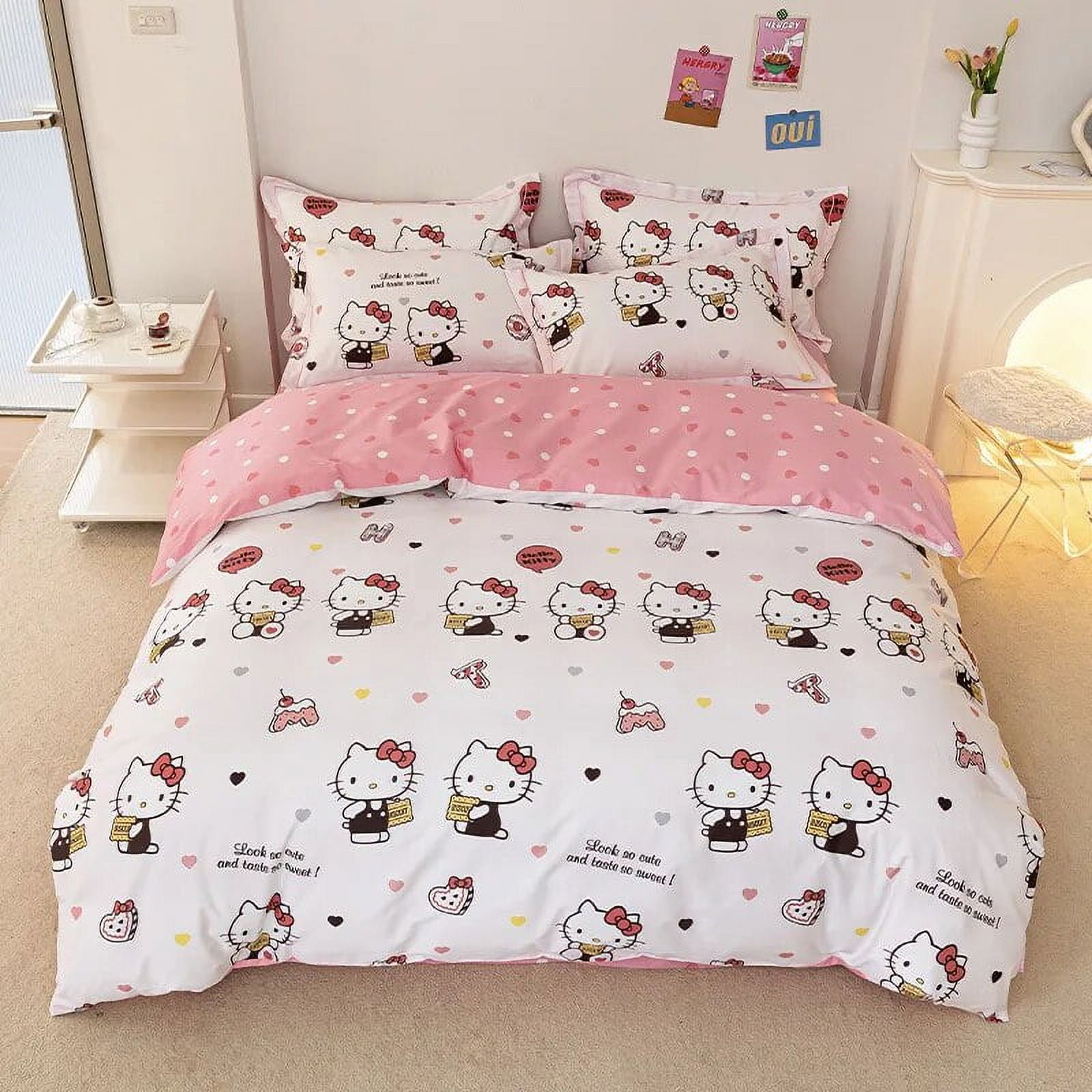 Sanrio Hello Kitty Bedding Set 100%cotton Duvet Cover Bed Sheet ...