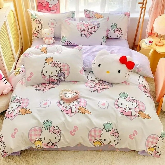 Sanrio Hello Kitty Bedding Set Cute Cotton Four Piece Double Queen Size