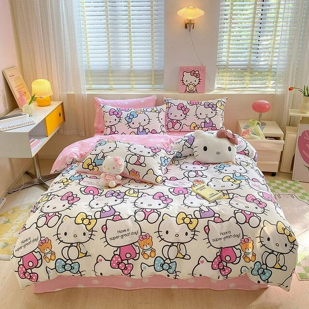 Sanrio Hello Kitty Bedding Set Cute Cotton Four Piece Double Queen Size ...