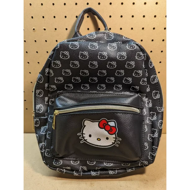 Sanrio Hello Kitty Black Leather Mini Backpack White Pattern Red Bow Women  Girls - Walmart Business Supplies