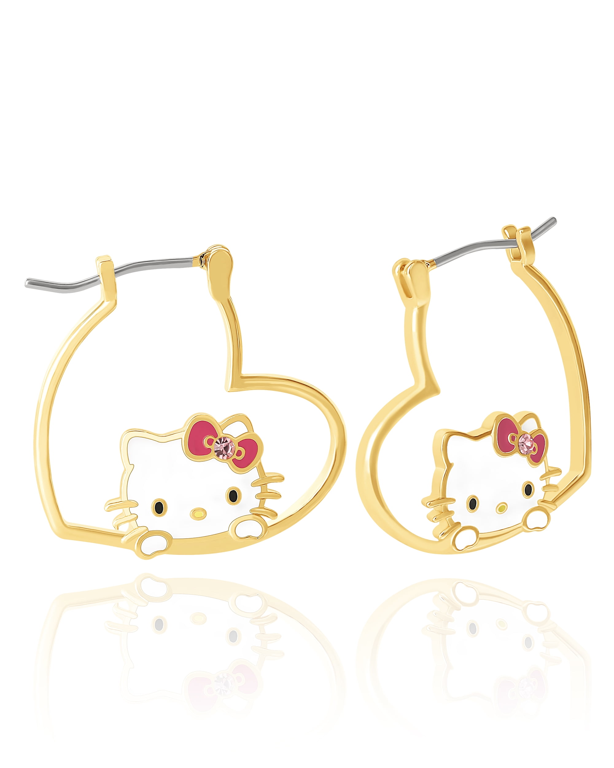 Sanrio Hello Kitty Brass Heart Hoop Earrings