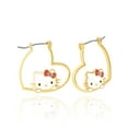 thumbnail image 1 of Sanrio Hello Kitty Brass Heart Hoop Earrings, 1 of 4