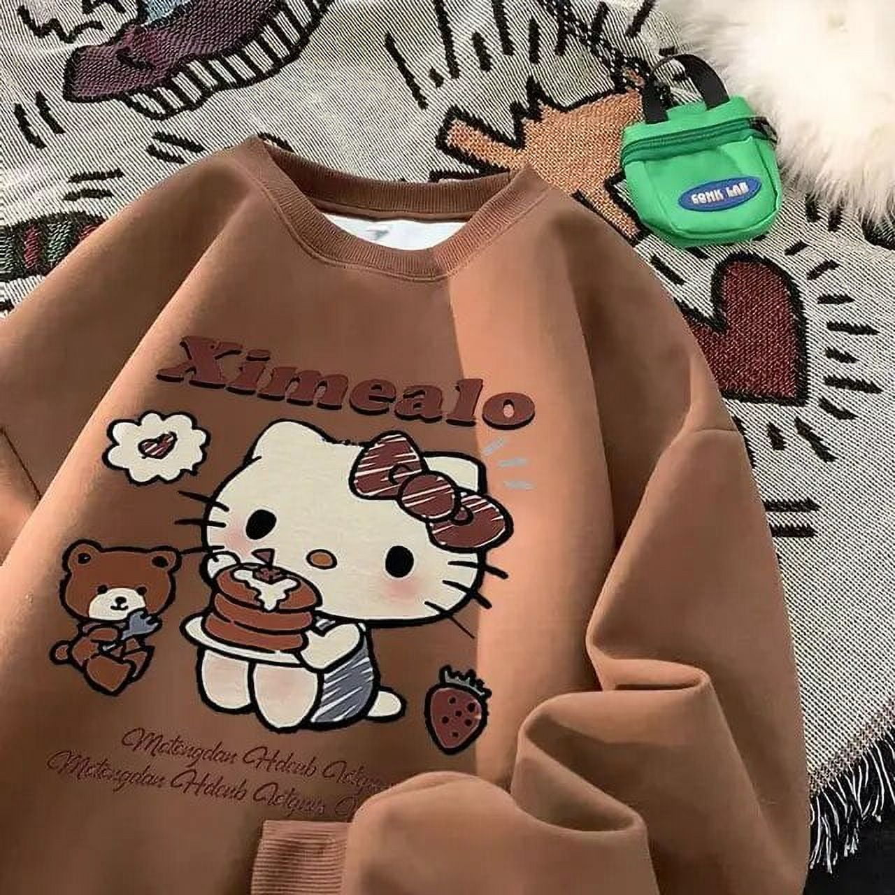 Sanrio Hello Kitty Cartoon Cute Clothes Y2k Long Sleeve Fashion Sweatshirt Japanese Round Neck Pullover Women Loose Top Shirts Walmart