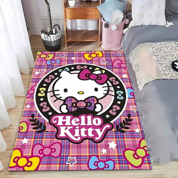 Sanrio Hello Kitty Cartoon Pattern Living Room Bedroom Carpet Bedside Floor Mat Play Mat Area Rug