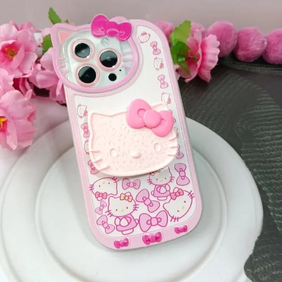 Sanrio Hello Kitty Cartoon Phone Case for iPhone 15 14 13 12 Pro Max With Stand Shockproof Protective cover Phone shell