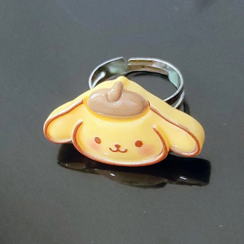 Sanrio Hello Kitty Cartoon Ring Anime Figures Kuromi My Melody Pochacco