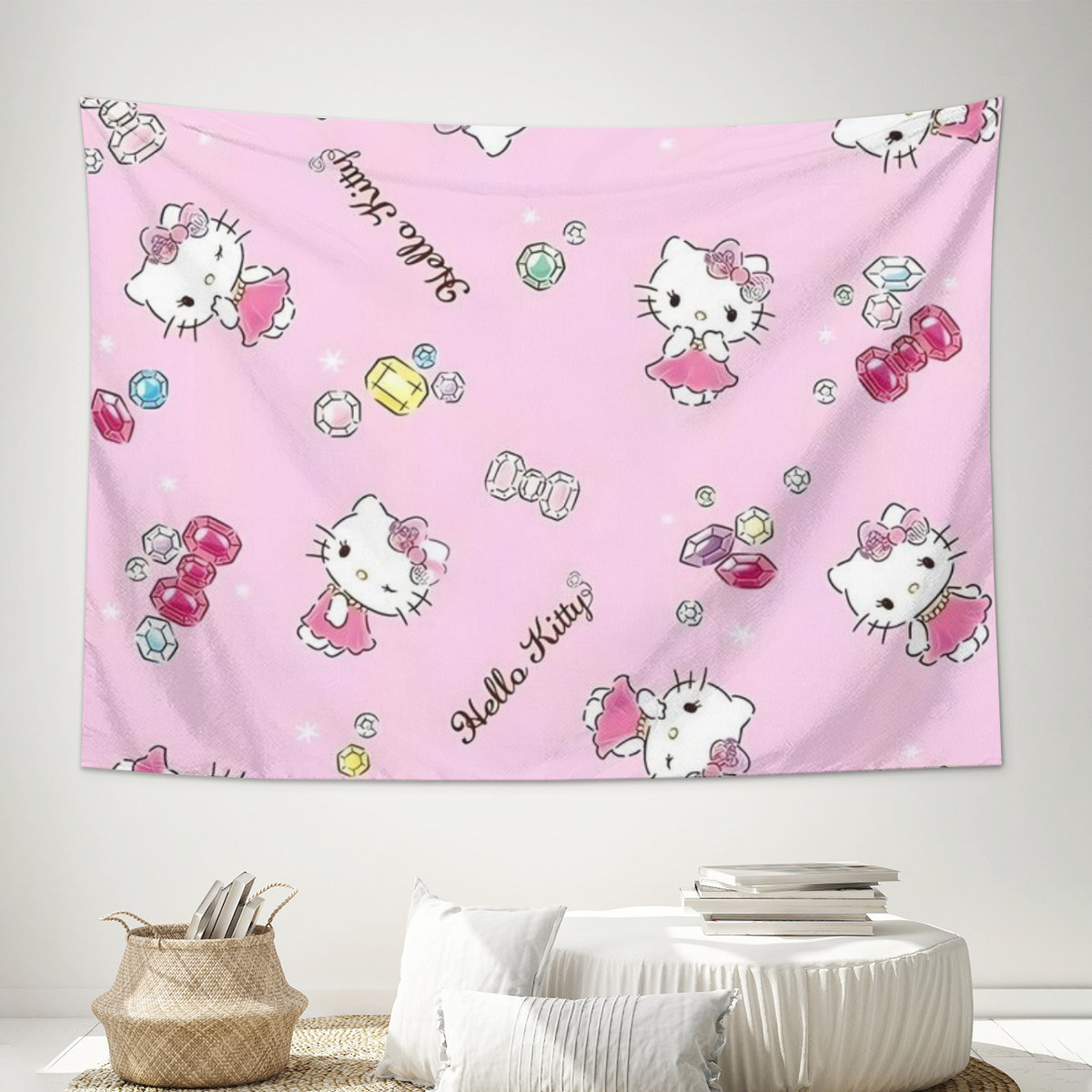 Sanrio Hello Kitty Cartoon Tapestry Bedroom Poster Beautiful Room Decor