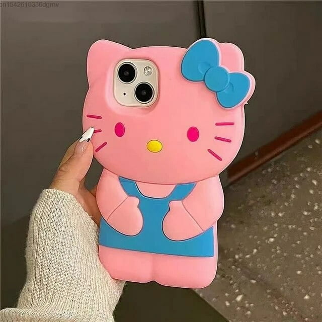 Sanrio Hello Kitty Cat 3D Anime Cartoon Silicone Phone Case IPhone14 12 ...