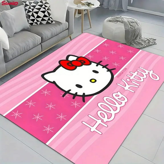 Sanrio Hello Kitty Cat Rug Non-Slip Area Rug Machine Door Mat for Bathroom Bedroom Carpet Living Room Floor Mat