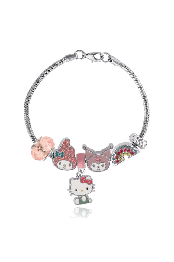 SALLY ROSE Hello Kitty Charm Bracelet for Women, 7" Fashion Sanrio Bracelet with 6 Unique Charms Official License