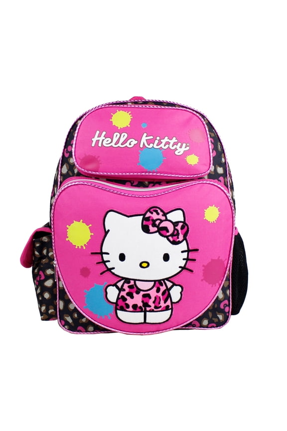 Sanrio Hello Kitty Cheetah 16" Large Girls Backpack with Heart Pocket