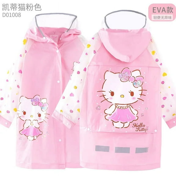 Sanrio Hello Kitty Children Rain Coat Backpack Kindergarten Poncho Cartoon Student Inflatable Long Kids Waterproof Girl Raincoat