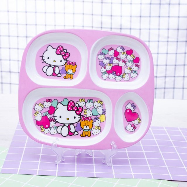 Sanrio Hello Kitty Children‘s Tableware Set Kawaii Kuromi Compartment