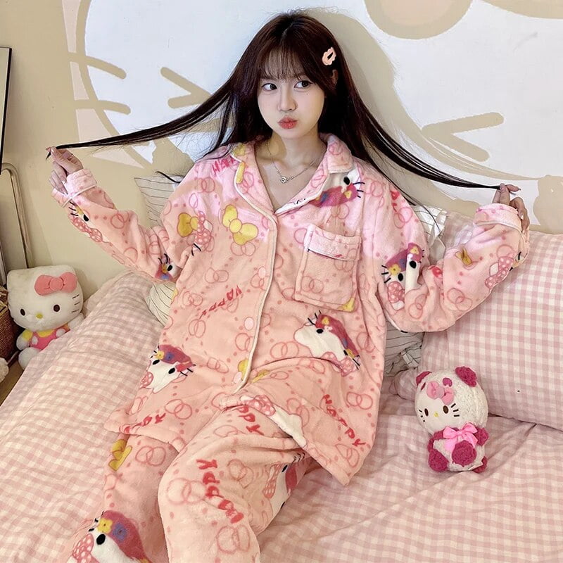 Sanrio Hello Kitty Cinnamoroll Cute Kawaii Women Pajamas Cartoon