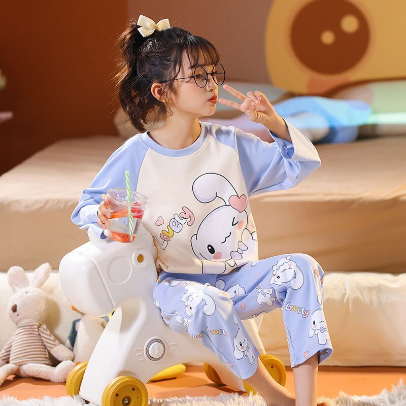 Sanrio Hello Kitty Cinnamoroll Kuromi Girls Pajamas Suit Anime Homewear ...