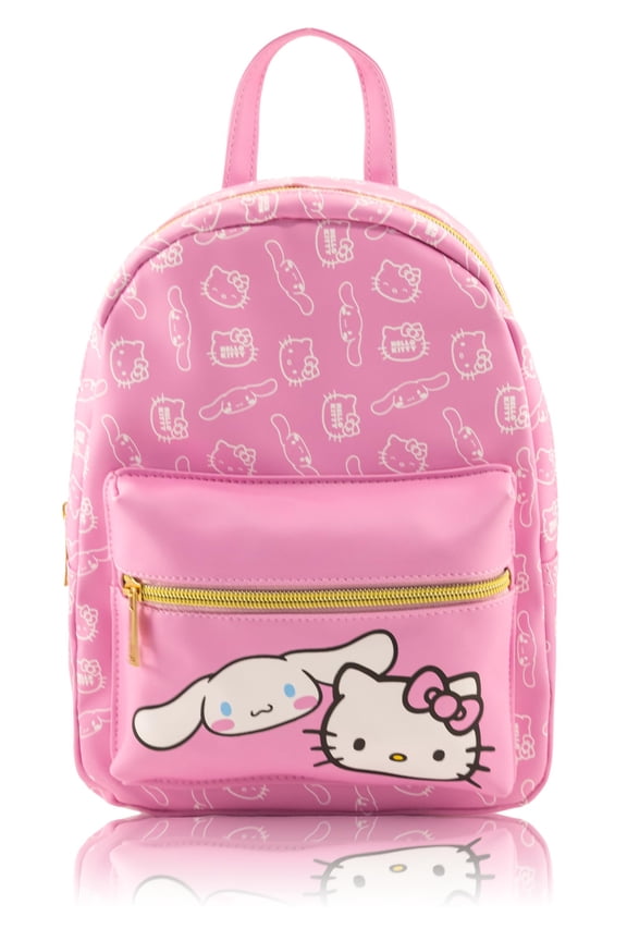 Sanrio Hello Kitty and Cinnamoroll Mini Backpack for Girls  PU Leather Daypack Backpack Featuring Hello Kitty and Cinnamoroll  Small Travel Bag, Lightweight Backpack  Ages 3+
