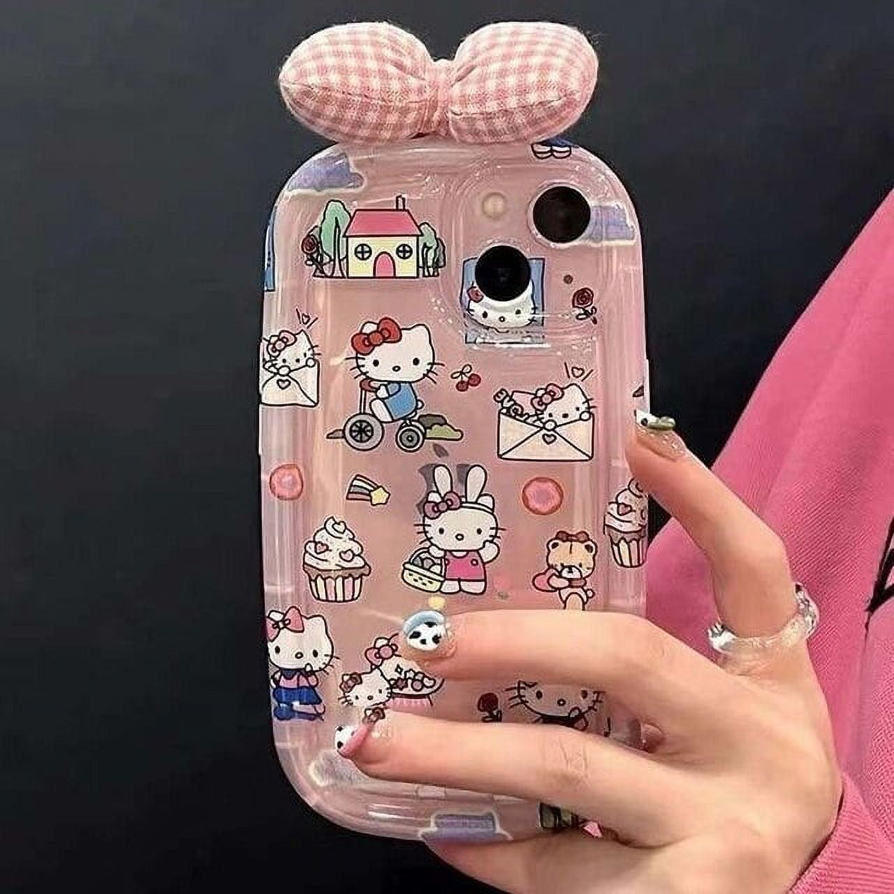 sanrio-hello-kitty-cinnamoroll-pink-bow-transparent-phone-case-for