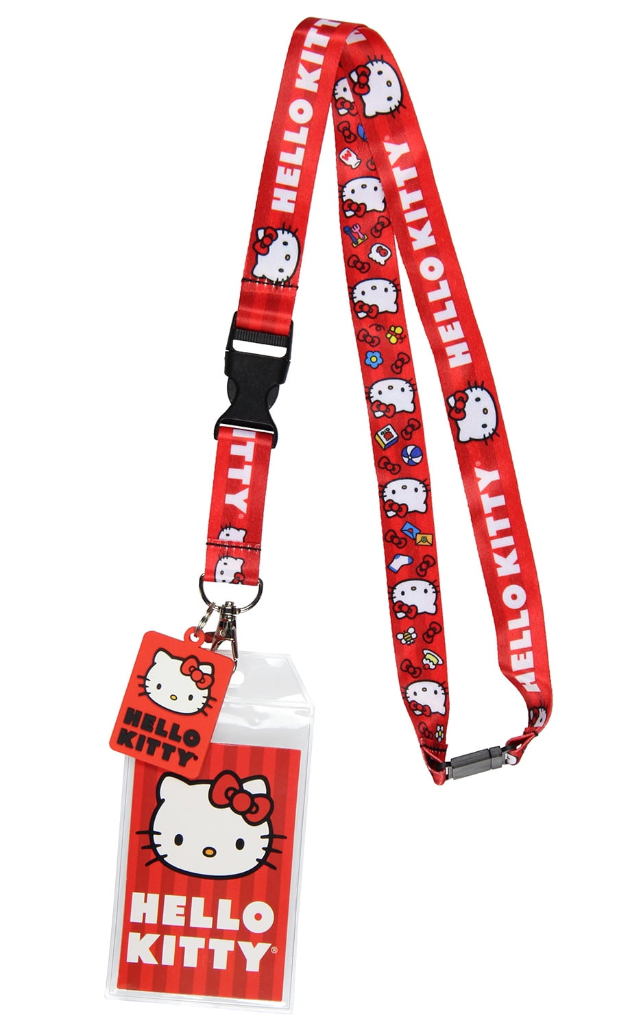 SEVEN TIMES SIX Sanrio Hello Kitty Classic ID Badge Holder Lanyard w/ 2" Raised Rubber Pendant