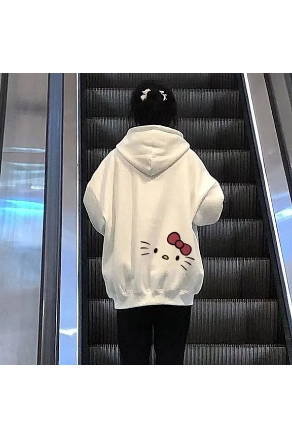 Sanrio Hello Kitty Clothes Y2k Kawaii Tops Korean Style Fashion Hoodie Women Cartoon Loose Pullovers Female Sweatshirts Hooded
