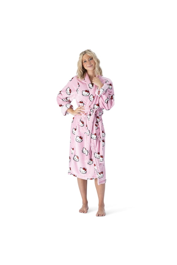 Sanrio Hello Kitty Cute All Over L/XL Womens Silk Touch Lounge Robe 2647 Inches