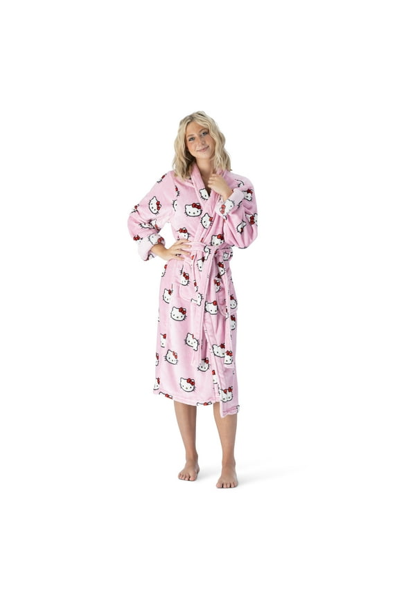 Sanrio Hello Kitty Cute All Over L/XL Womens Silk Touch Lounge Robe 2647 Inches