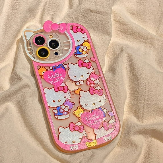 Sanrio Hello Kitty Cute Case For iPhone 14 13 12 11 Pro Max XR XS MAX 7 8 Plus SE Luxury Cartoon Transparent Cover Lady Girl Y2K