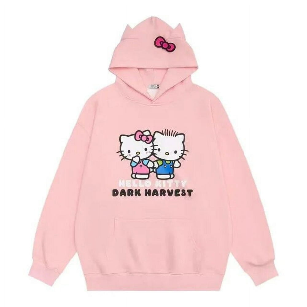 Sanrio Hello Kitty Cute Ears Bow Print Hoodies Y2k Women Autumn Winter